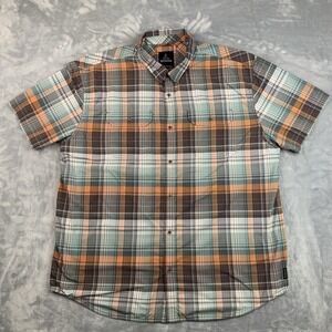 PrAna Mens XXL Short Sleeve Button Down Plaid Shirt